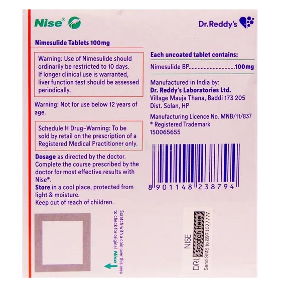 nise 100mg tablet 15's